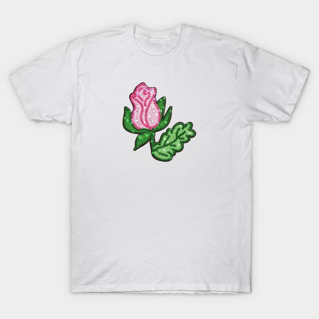 Sequin Rosebud Illustration T-Shirt by Annelie